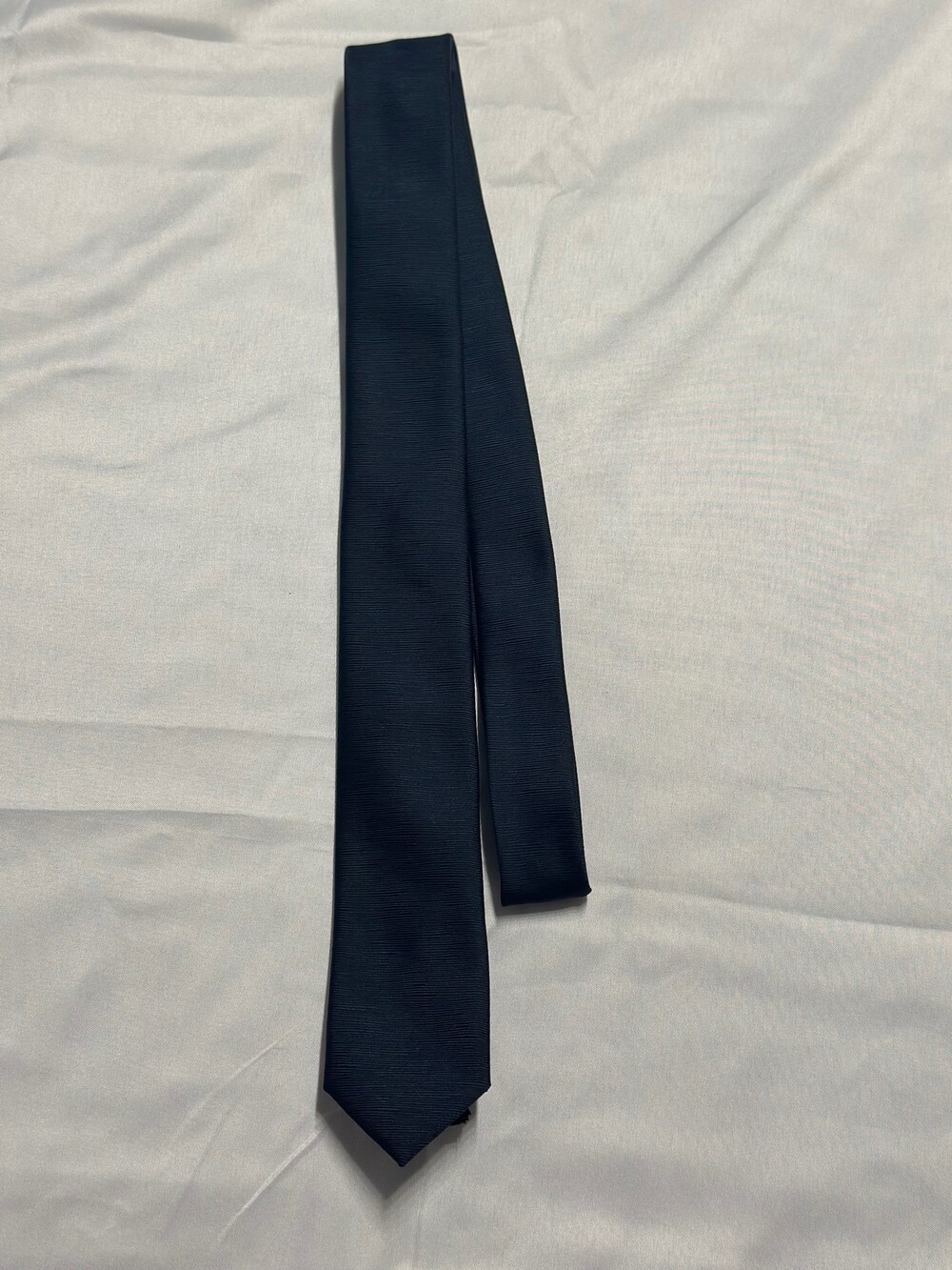 H&M Men’s Skinny Tie Dark Navy Blue Textured Solid Necktie